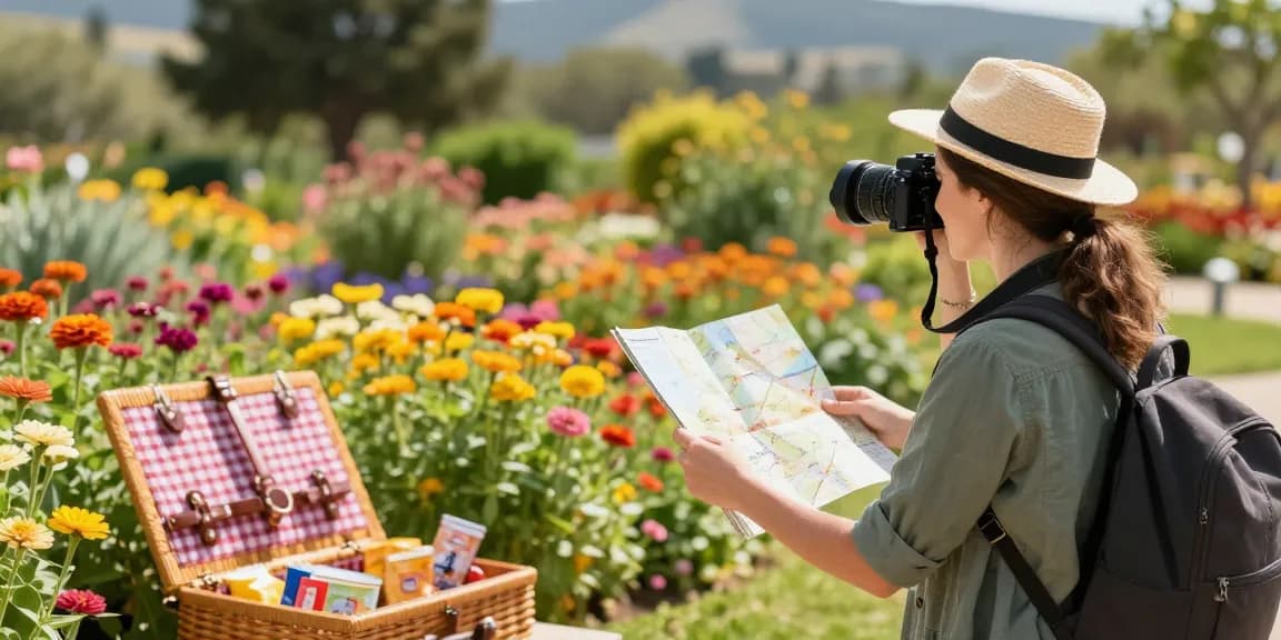 Discover the beauty of Capay Valley Garden Tour at https://www.thecapayvalleygardentour.com with vibrant flowers and a joyful traveler.