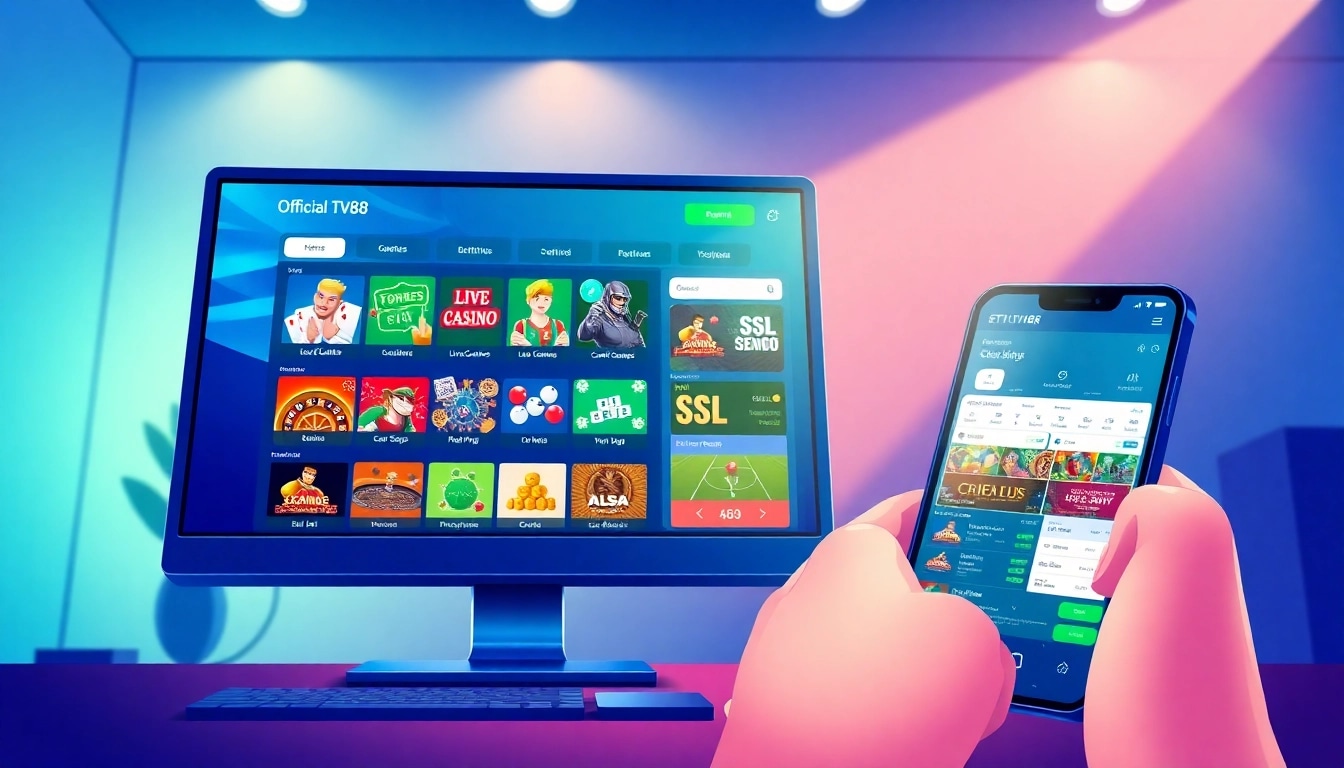 TV88 platform showcasing secure online betting interface with interactive games.