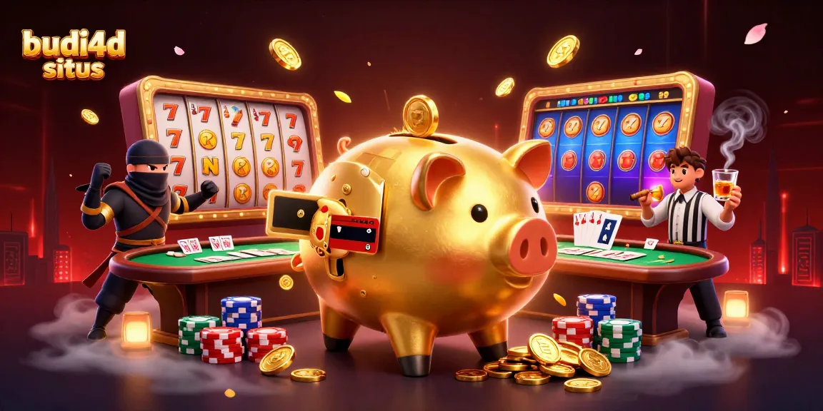 Engage with exciting gameplay on budi4d situs as golden coins cascade amidst dynamic slot reels.
