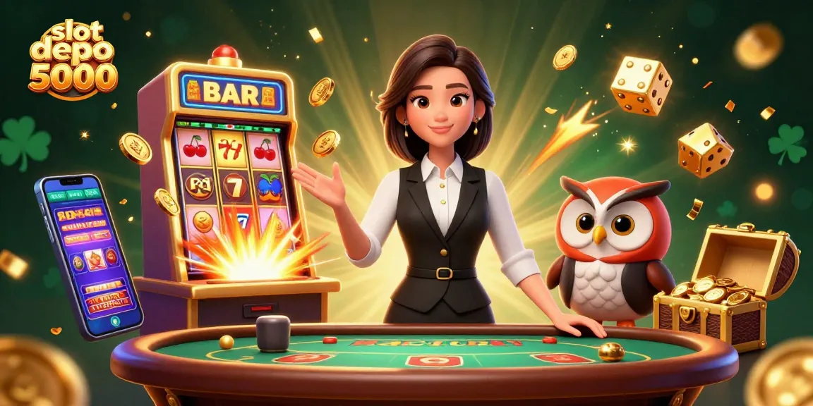Engage with slot depo 5000 at this vibrant casino scene featuring lively dealers and jackpot action.
