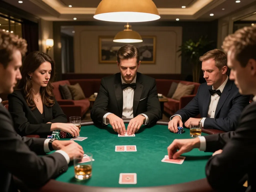 Players enjoying a strategic game of poker at https://rr88.auction/ in a luxurious setting.