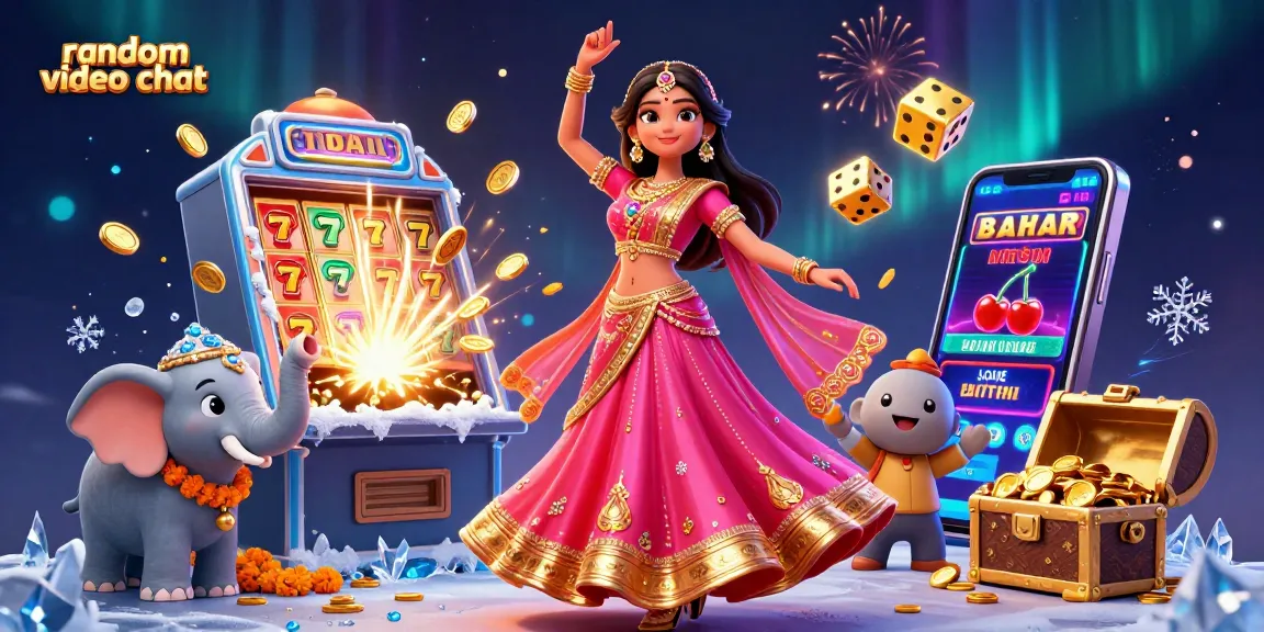 Engage in random video chat with vibrant visuals, revealing classic casino elements and lively characters.