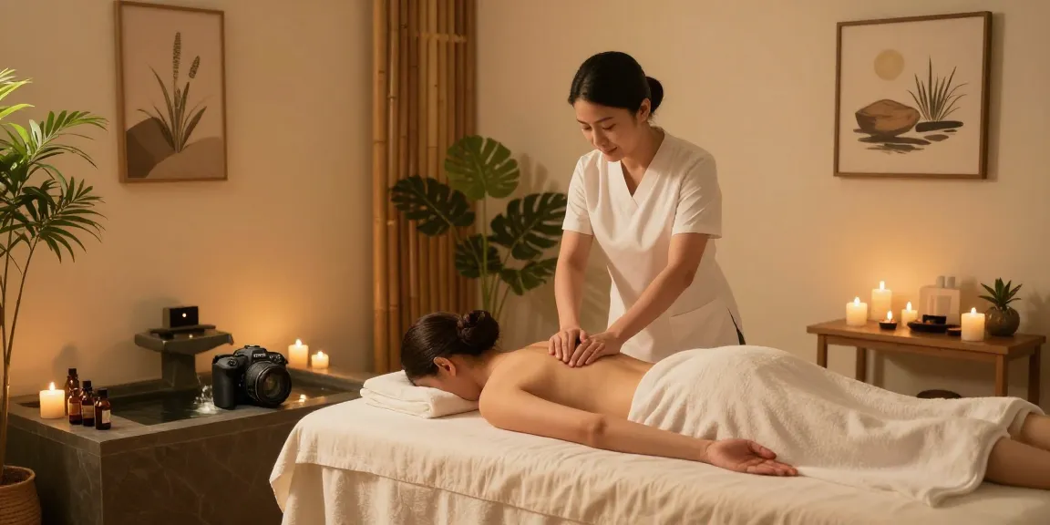 Relaxing 스웨디시 massage scene in a tranquil spa setting with soothing ambiance and skilled practitioner.