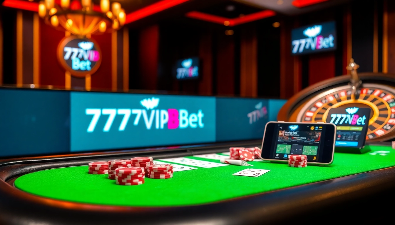 Experience the thrill of 777VIP Bet at a luxurious casino table with cards and vibrant chips.