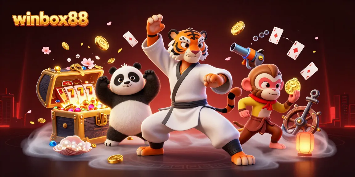 Experience the excitement at winbox88 with a vibrant scene featuring engaging casino characters.