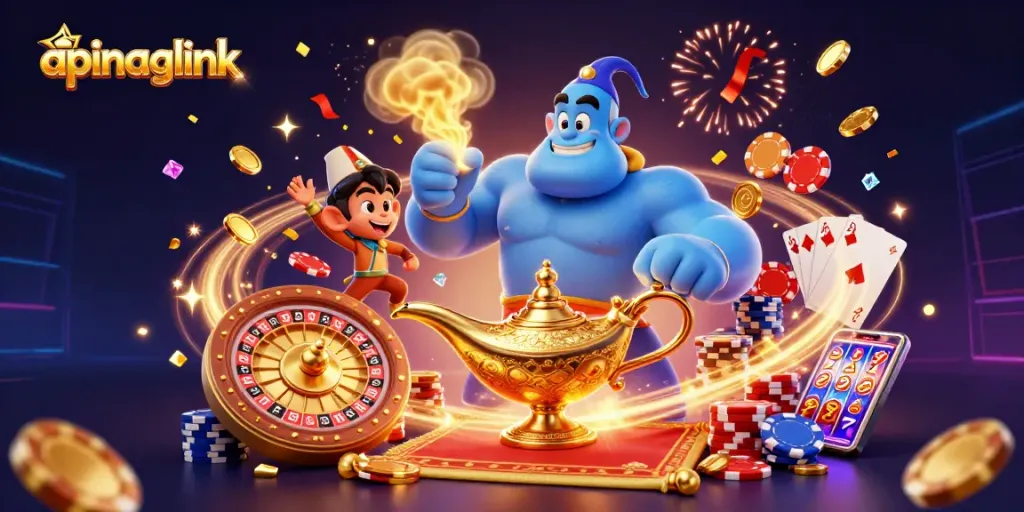 Experience the thrill of apinagalink with an enchanting 3D casino adventure illustration.
