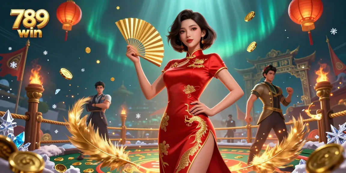 Engage in thrilling bets at 789 win with a stunning Asian character amidst gold coins.