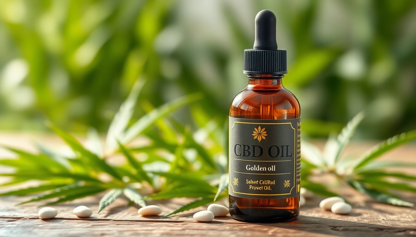 Discover CBD Oil bottle surrounded by hemp leaves on wooden table with natural lighting.
