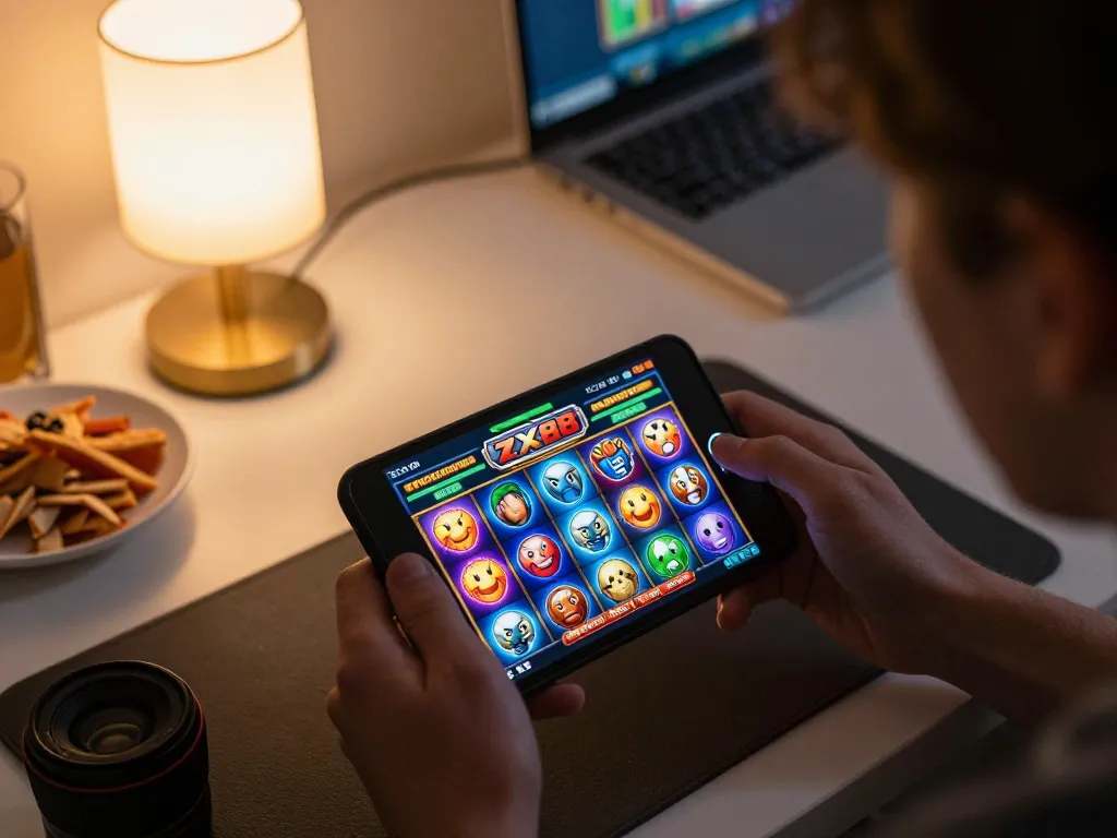 Engaging gameplay on zx88com mobile app, featuring colorful slots and a cozy home setting.