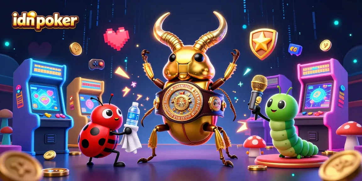 Engage in thrilling idn poker battles with vibrant 3D characters in an animated casino backdrop.