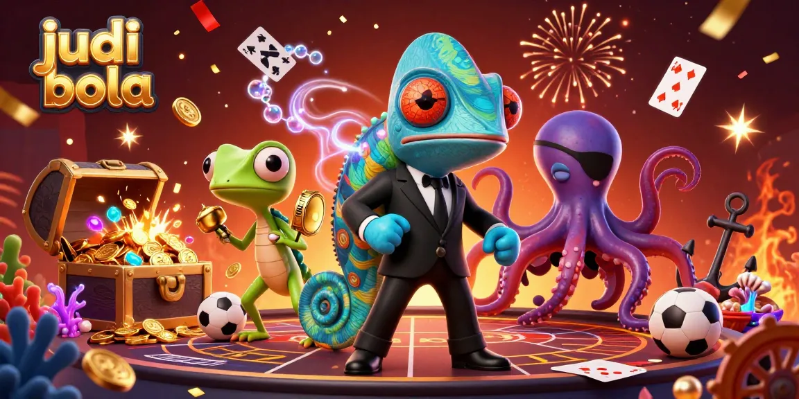 Place bets with judi bola as vibrant characters celebrate in a dynamic sports betting scene.