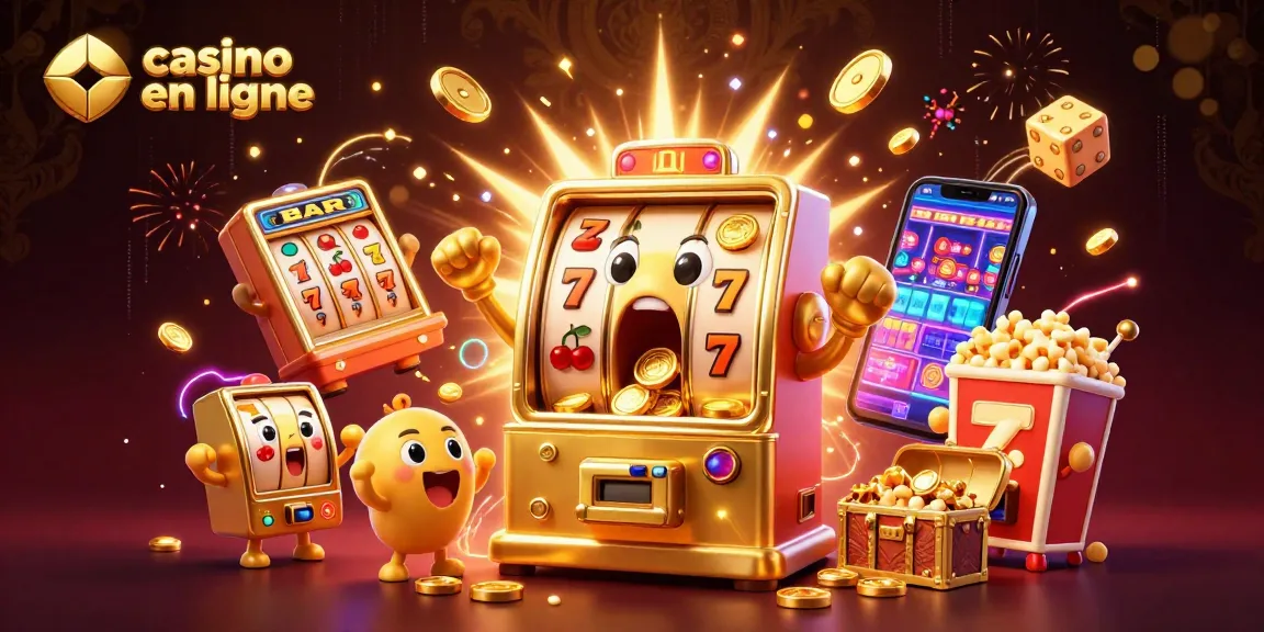 Gagnez au casino en ligne avec une machine à sous dorée qui explose de pièces d'or.