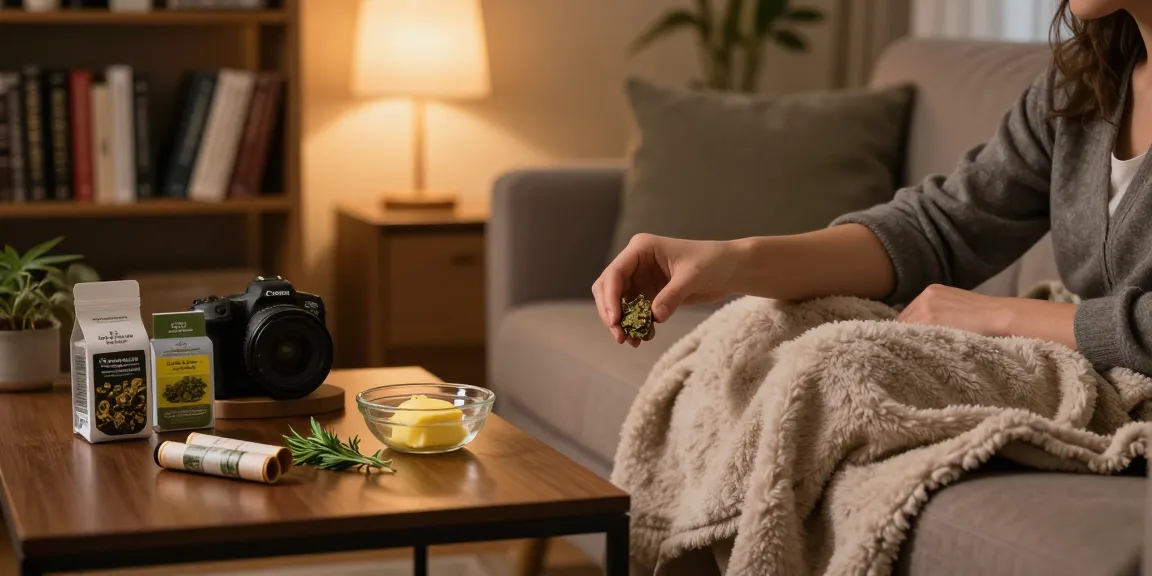 Relaxing with hash uk delivery products in a cozy living room setting.