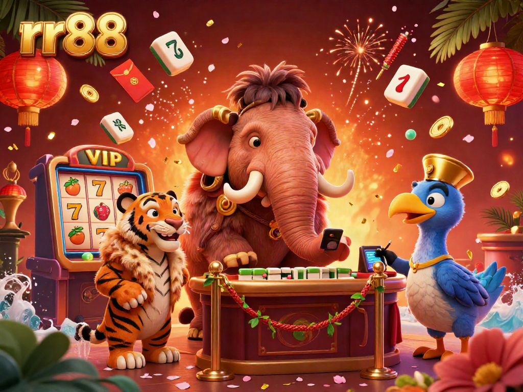 Experience vibrant casino action with rr88’s interactive elements in this fun illustration.