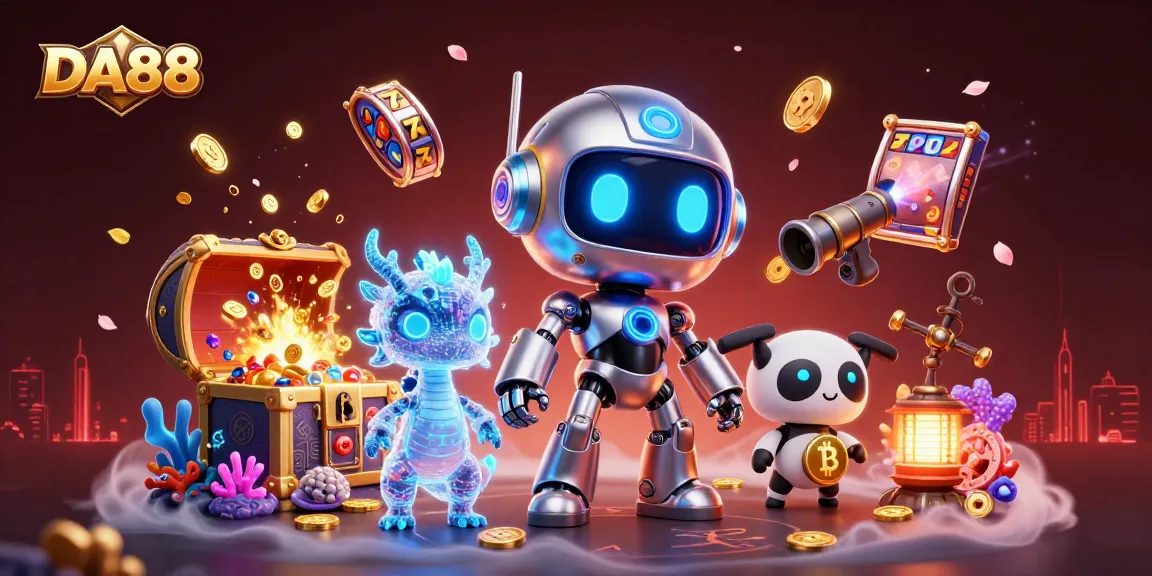 Experience thrilling gameplay with DA88, featuring neon cyberpunk visuals and dynamic casino elements.