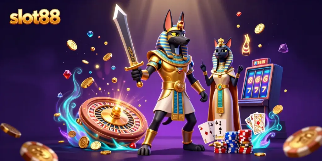 Engage with slot88 and explore thrilling jackpots amidst ancient warriors in a vibrant casino setting.