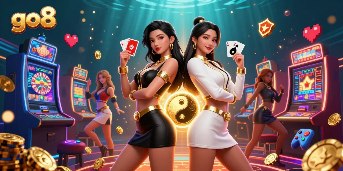 Experience the thrill at GO8 with twin Asian women showcasing powerful card play strategies