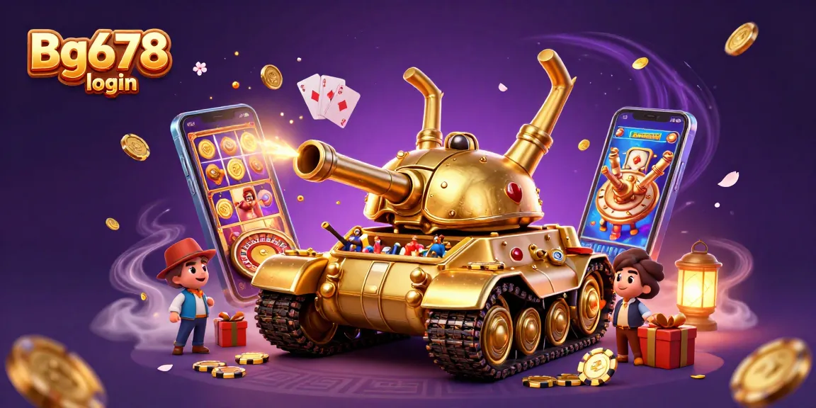 Engage in vibrant gameplay with Bg678 login, showcasing a dynamic casino scene with colorful slot games and festive coins.