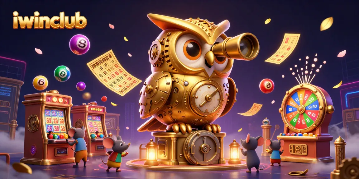 Win big at iwinclub with colorful lottery elements and an enchanting casino scene!