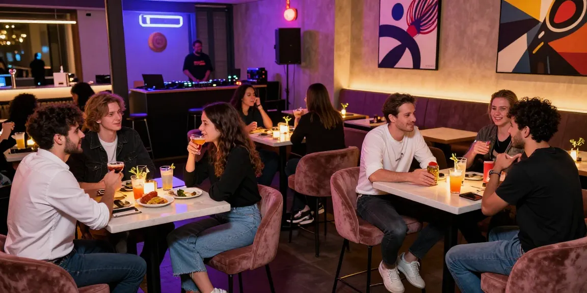 Group enjoying an NSFW nightlife scene in a stylish urban lounge.