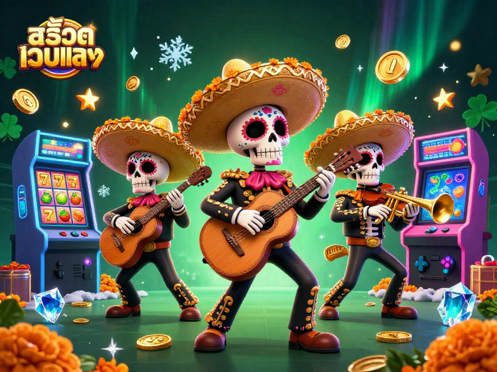 Spin the reels and enjoy vibrant สล็อตเว็บตรง visuals featuring a lively mariachi band.