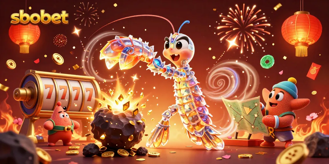 Engage in thrilling sbobet gaming action with vibrant golden coins and festive elements.