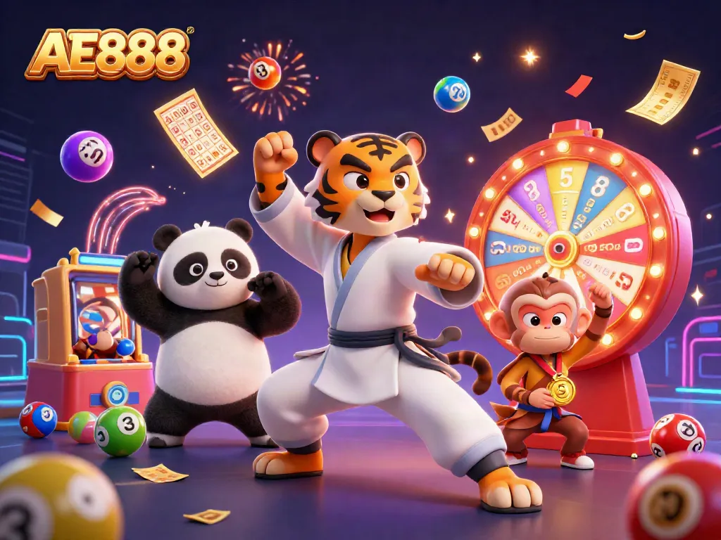 Experience AE888's thrilling gameplay with colorful dynamic illustrations of casino excitement