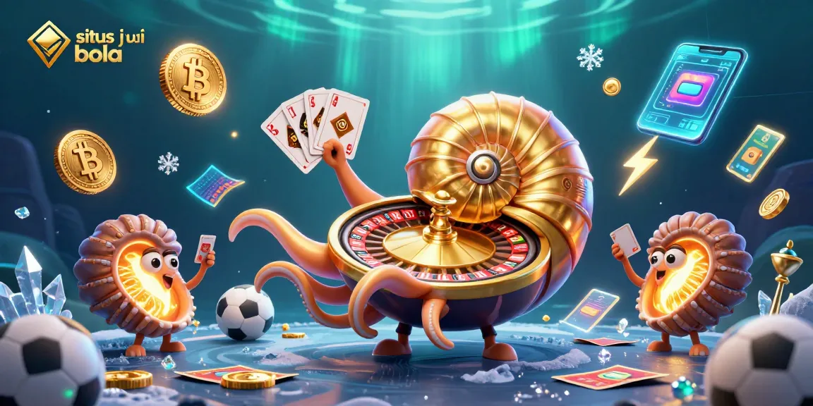 Experience situs judi bola with a vibrant 3D casino scene featuring sports betting elements and digital coins.