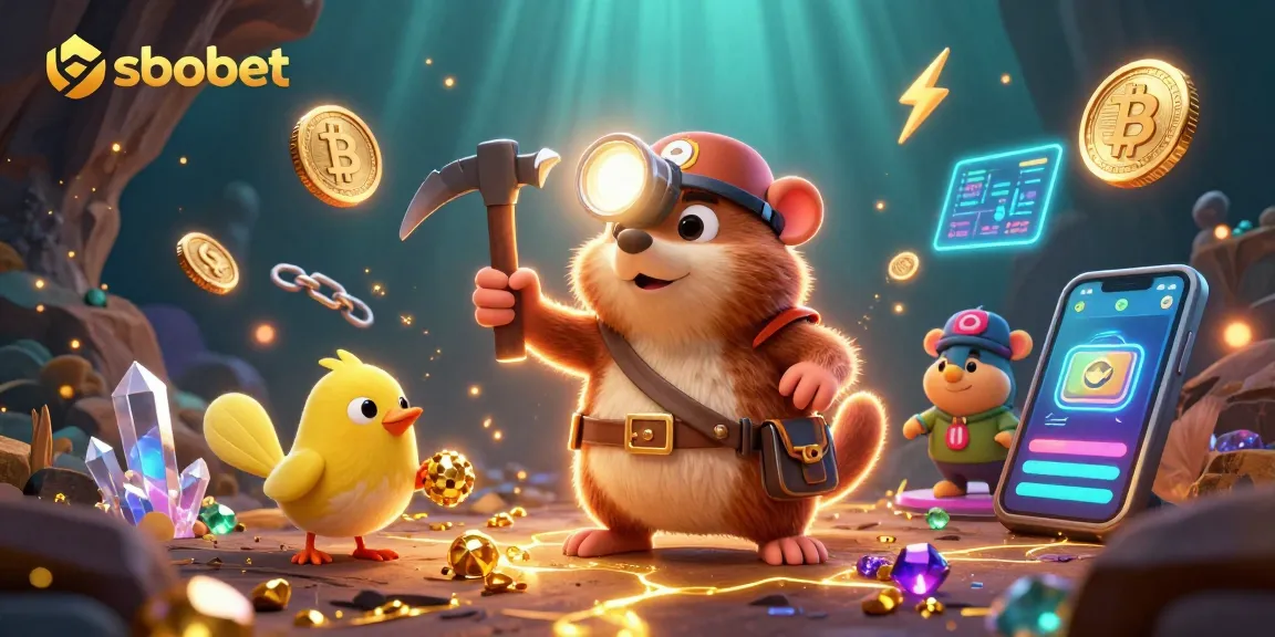 Bet on sbobet with 3D treasure hunter and dynamic crypto-themed casino elements.