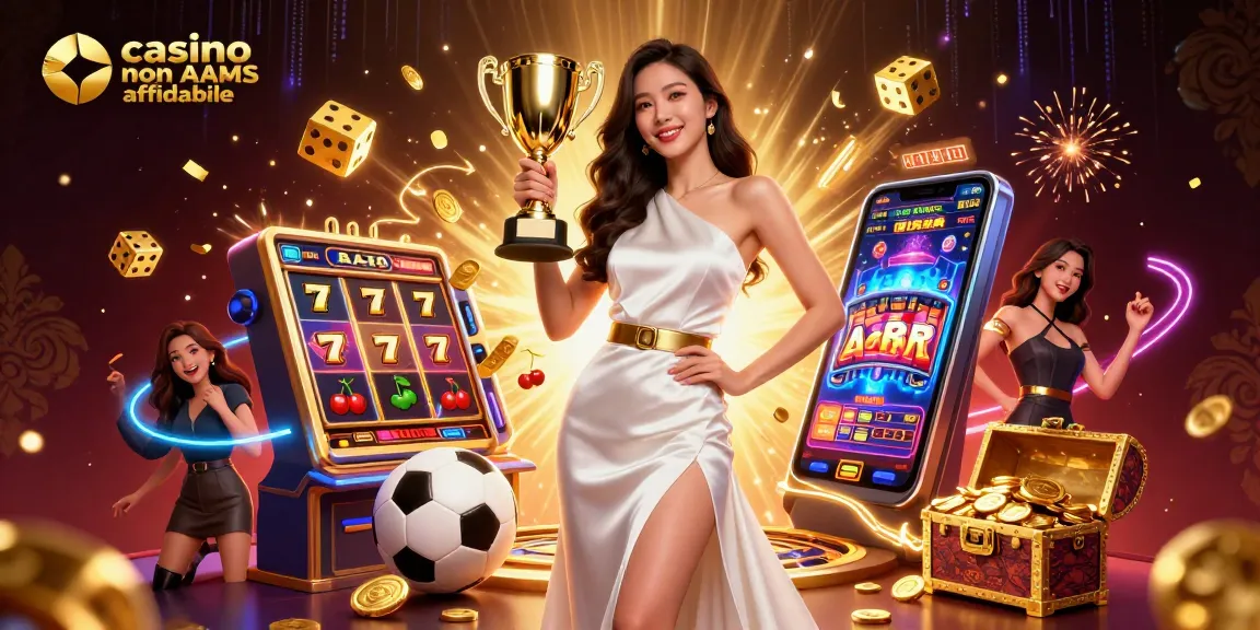 Scopri il brivido del casino non AAMS affidabile con elementi vivaci ed energia dinamica in un'illustrazione 3D.
