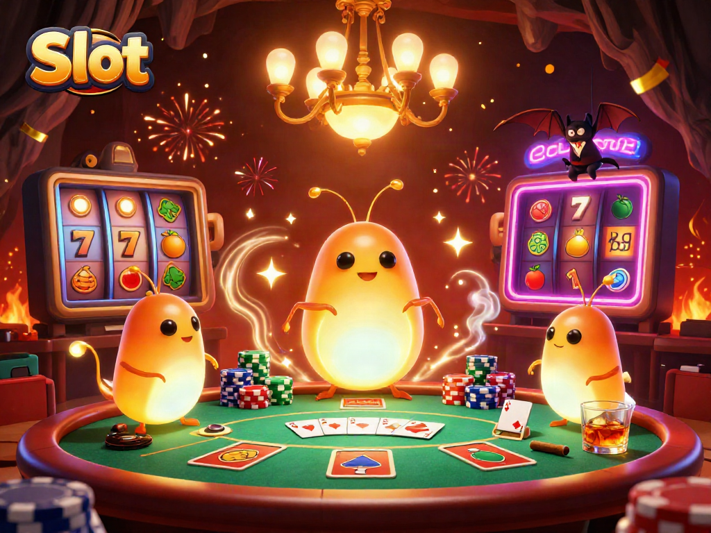 Experience exciting Slot adventures with glowing characters illuminating a vibrant casino scene.