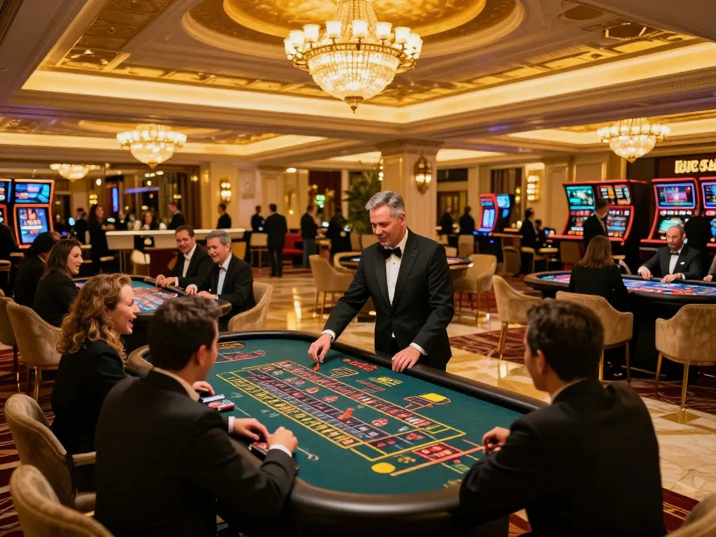 Experience keonhacai excitement as players engage in lively games at a luxurious casino