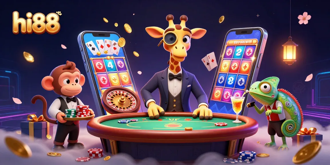 Experience high-stakes gaming with hi88 in a vibrant online casino setting featuring thrilling characters and dynamic action.