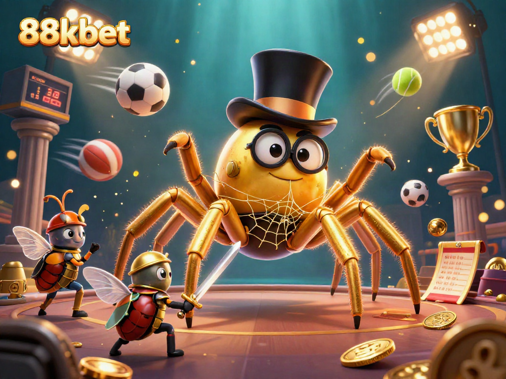 Join the excitement with 88kbet as the golden tarantula weaves a dazzling casino web.
