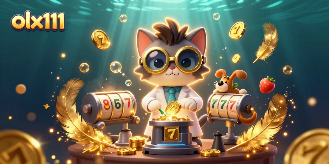 Engage in thrilling gameplay with olx111 in a vibrant casino scene featuring dynamic slot machines and sparkling gold coins.