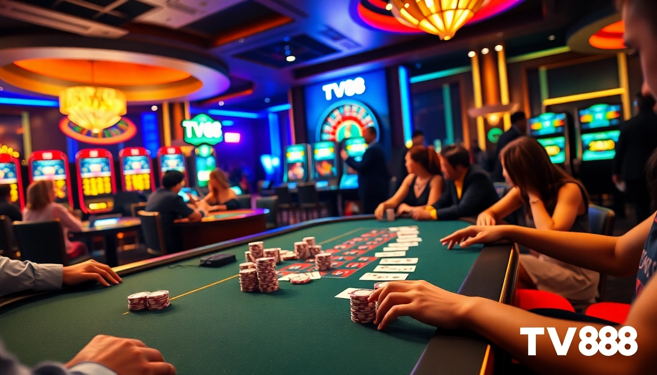 Engage in thrilling poker gameplay at TV88's premier casino environment.