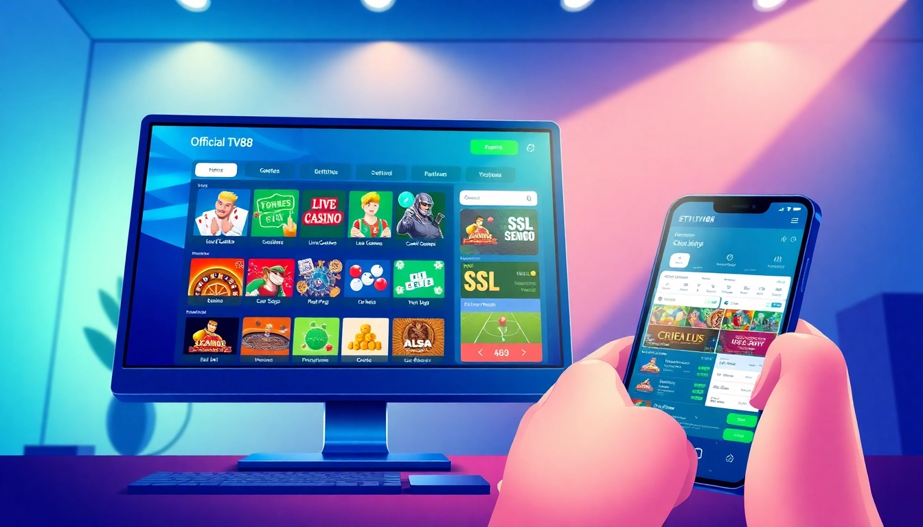 TV88 platform showcasing secure online betting interface with interactive games.