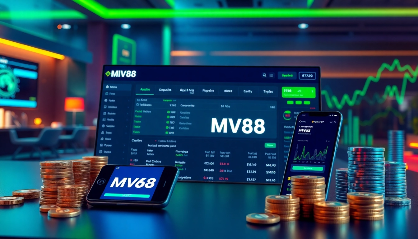 MV88 online betting platform interface showcasing user-friendly features and vibrant promotional offer displays.