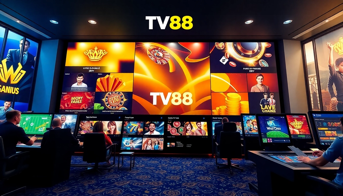 TV88 online gambling platform interface with diverse casino games and vibrant design.