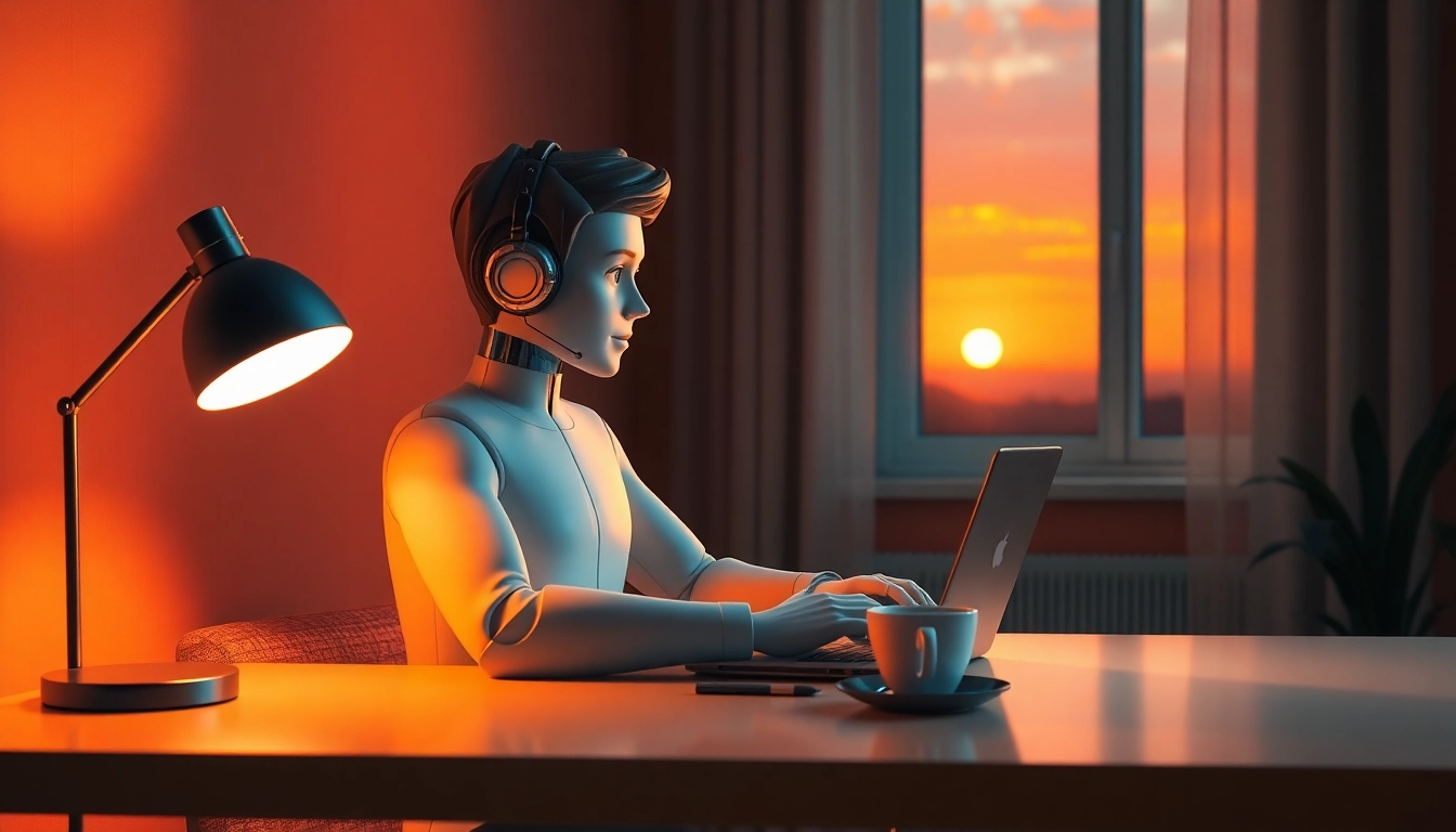 Engaging scene of a user enjoying a sex ai chat with a digital companion in a cozy setting.