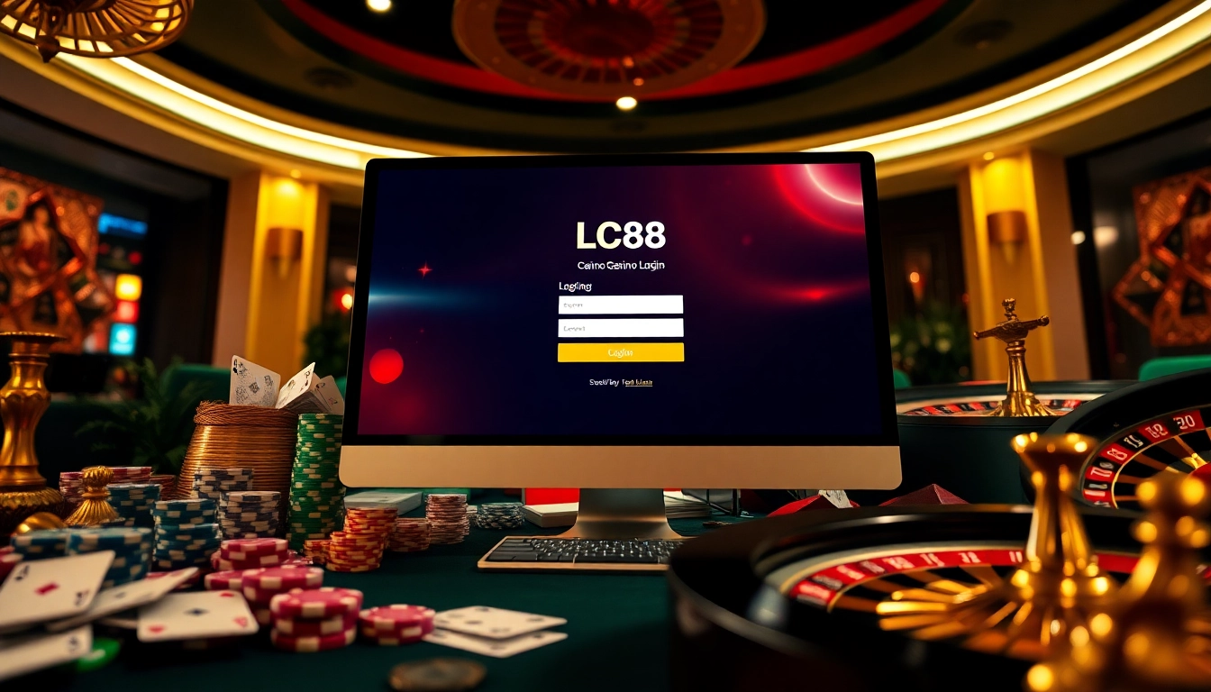 Engaging players with lc88 đăng nhập on a vibrant casino interface showcasing poker and roulette elements.
