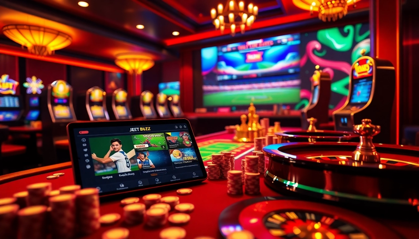 Engage with Jeet Buzz through an exhilarating online betting experience showcasing vibrant table games and slot machines.