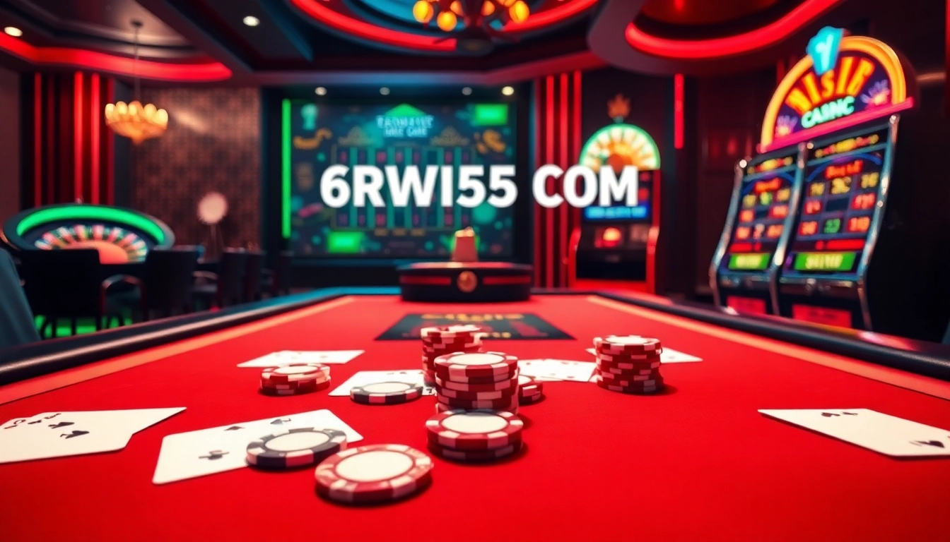 Excited player at a premium blackjack table in a luxurious casino setting, showcasing 6RWIN55 COM.