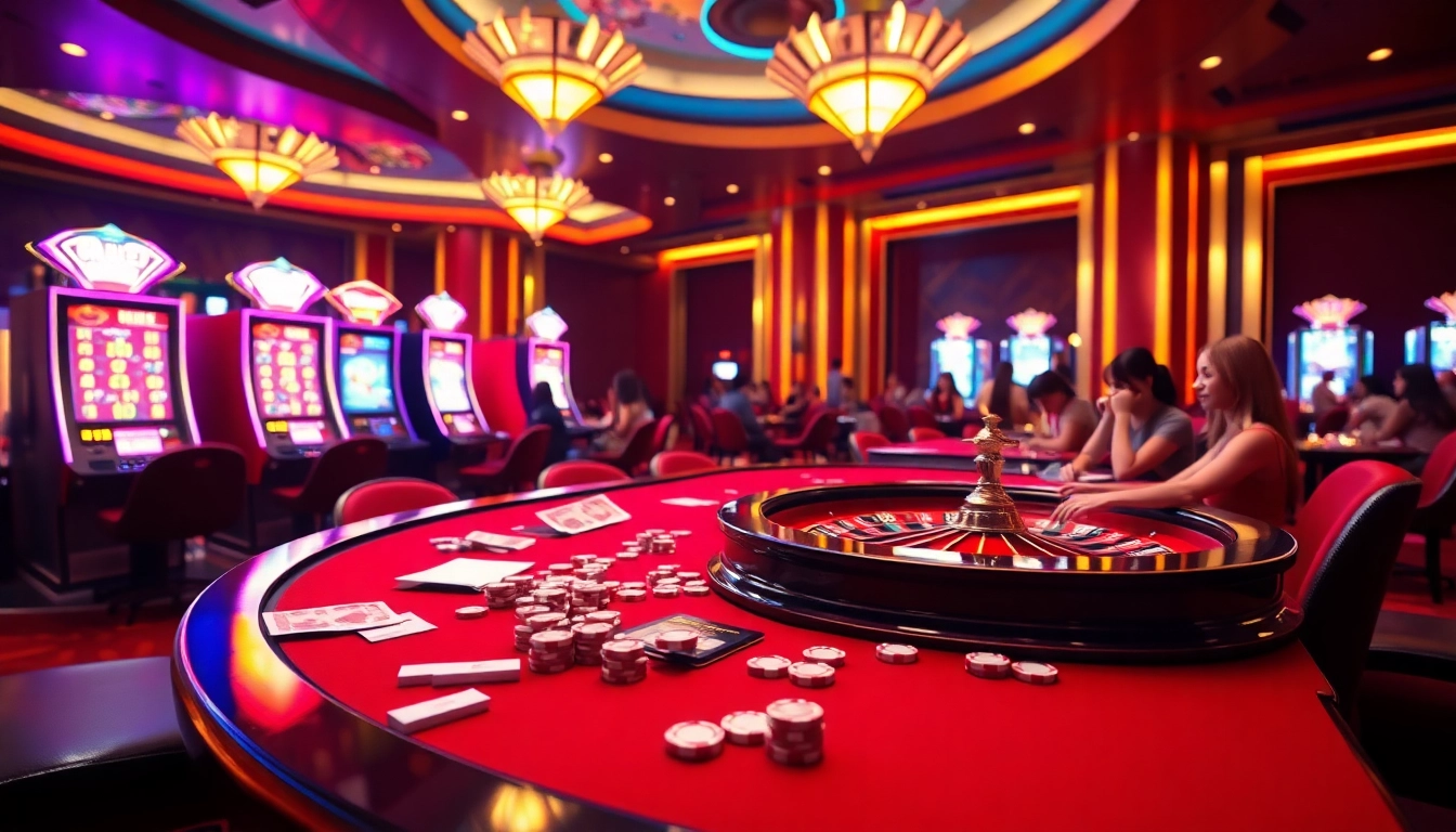 Experience luxury gaming at https://m88zo.com/ with players engaged at a vibrant casino table.