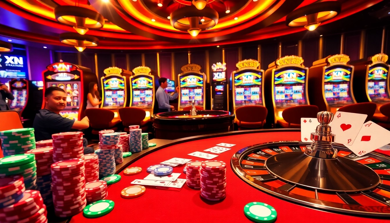 Experience thrilling gaming at XN 88 with vibrant casino tables and engaging players.