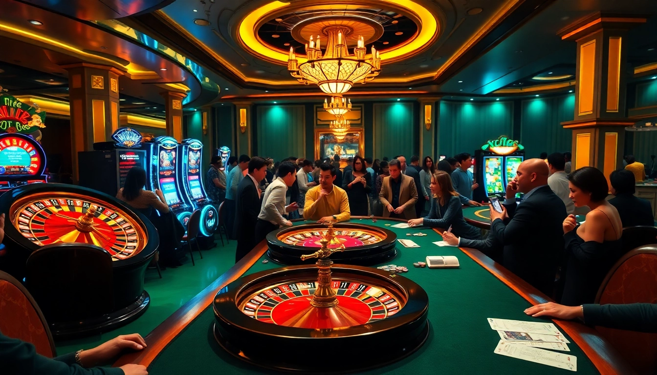 Players engaging passionately at cair33bdg.com with vibrant casino tables and high-stakes games.