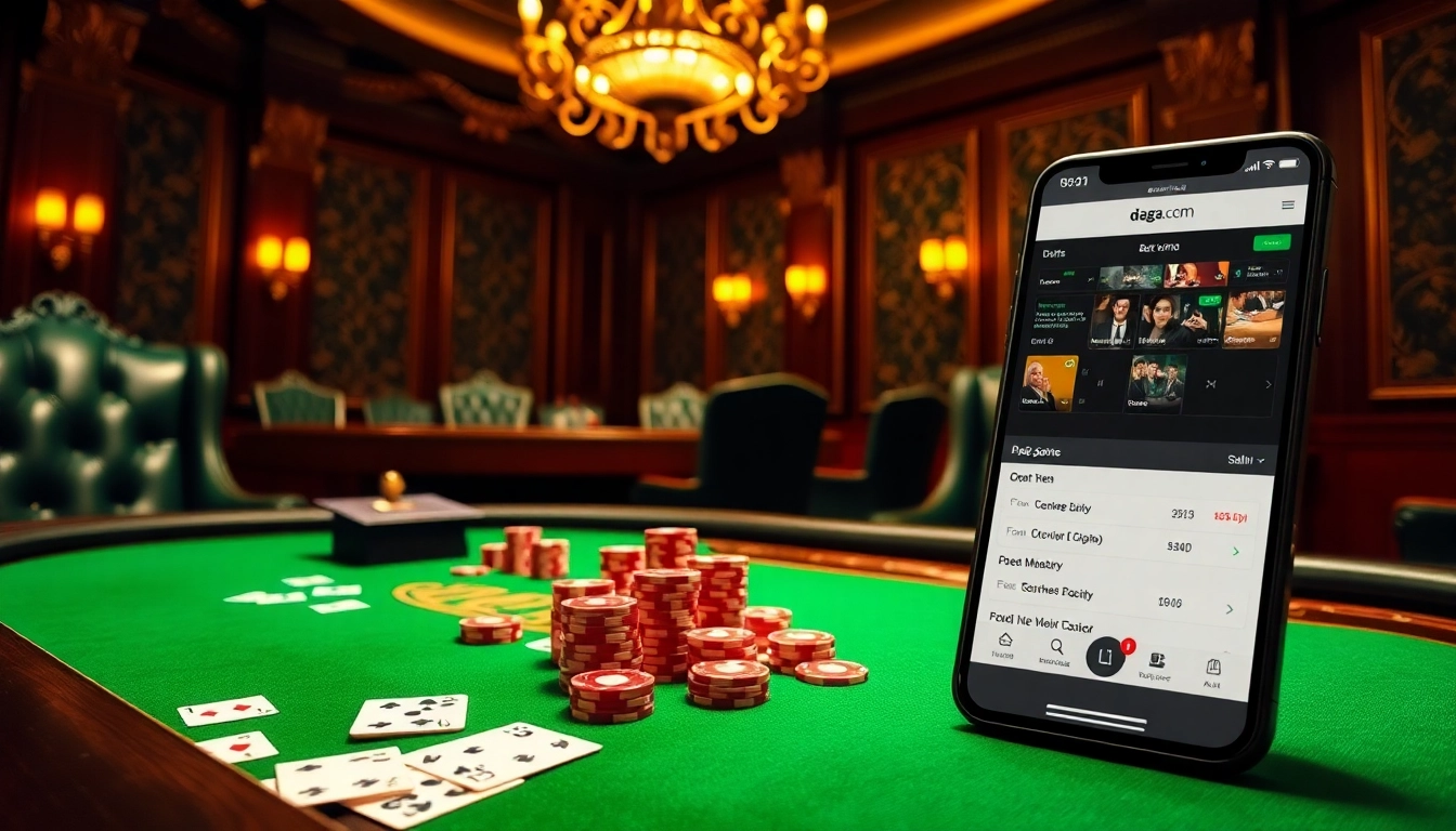 Daga.com offers an exciting casino gaming experience with vibrant poker tables and luxury ambiance.