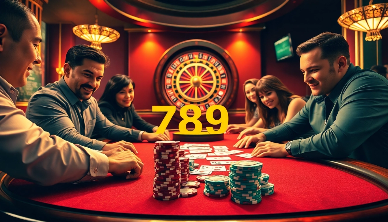 Experience the thrill of 789 win at a luxurious poker table filled with colorful chips and enthusiastic players.
