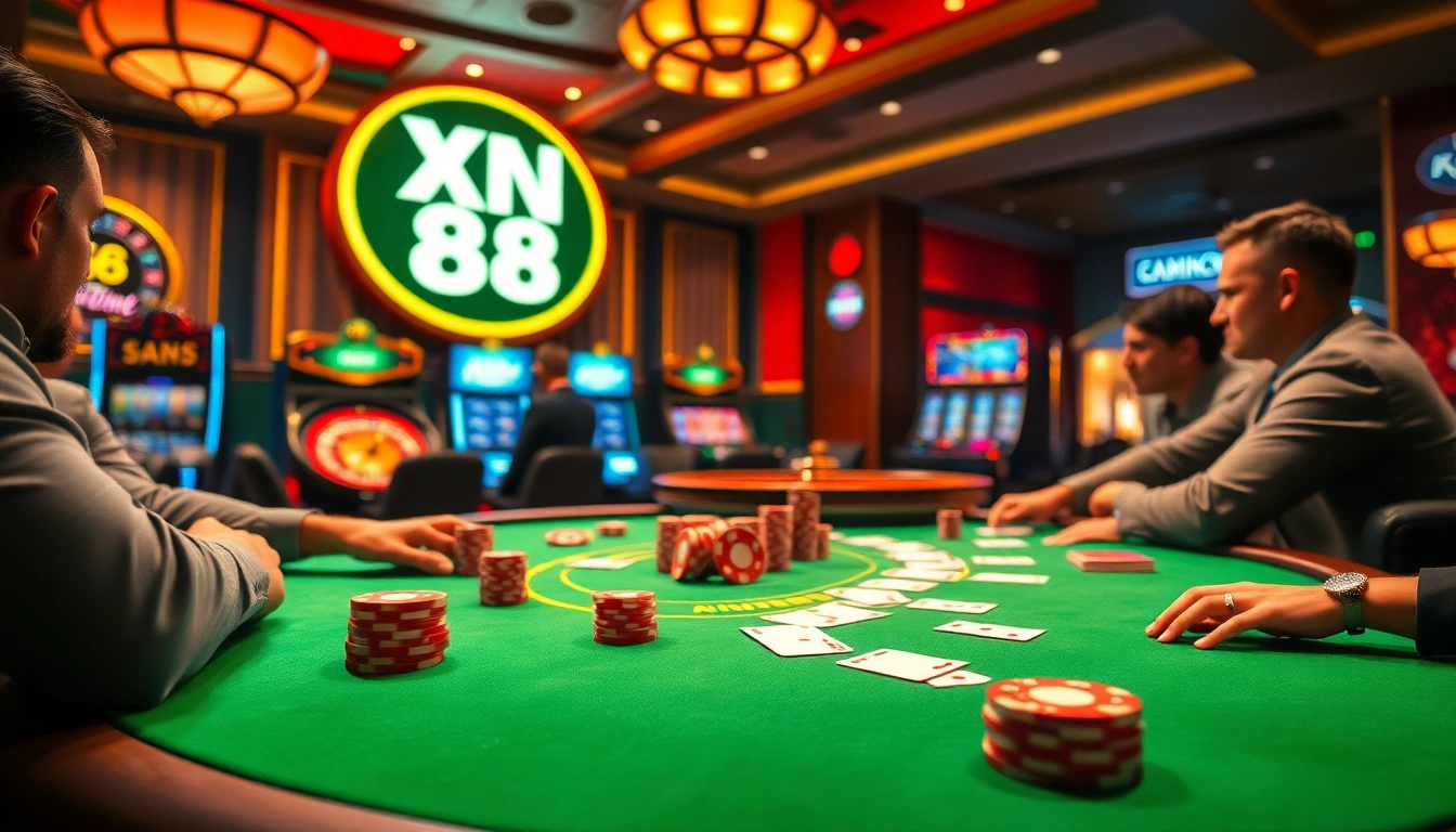 Experience high-stakes excitement at XN 88 casino with luxurious poker games and vibrant slot machines.