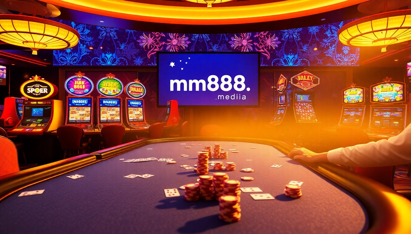 Intense poker players enjoying a game at mm888.media's luxurious casino.